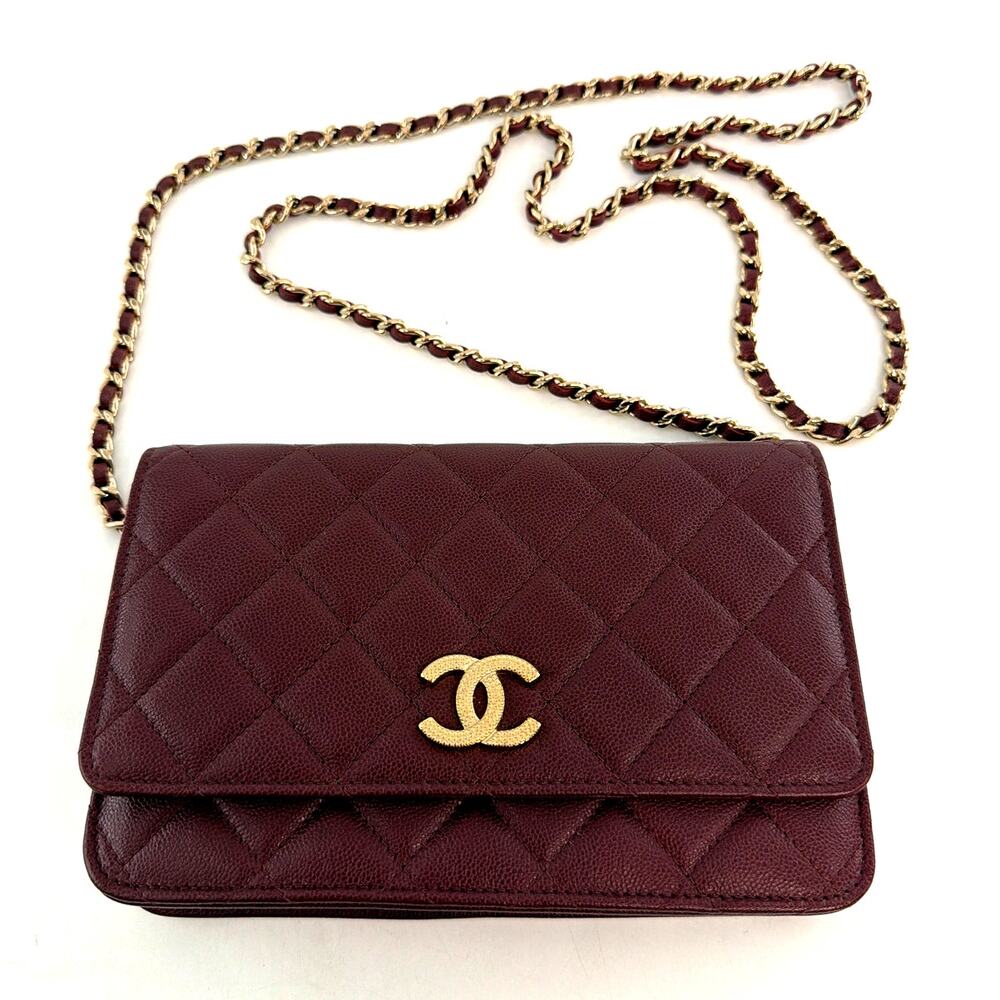 Chanel Burgundy Caviar Seasonal Wallet On Chain - Picture 3 of 14